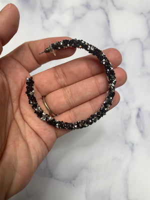 Glitter Encrusted Black Hoops