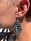 Teal & Gray Leather Earrings